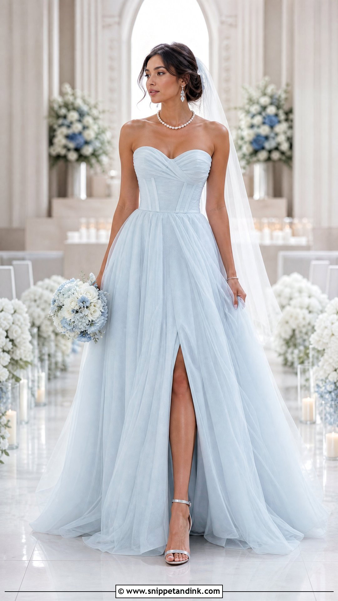 Ice Blue Strapless Wedding Dress - Snippet and Ink - 25 Ice Blue Wedding Dress Ideas