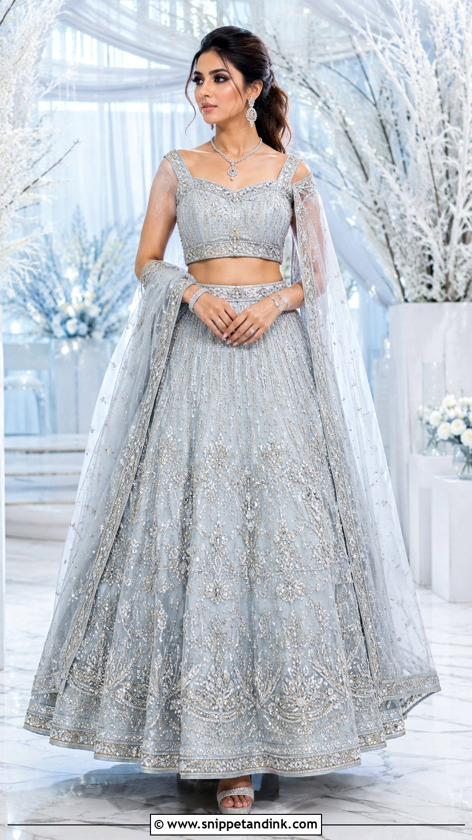 Ice Blue Valima Lehenga Dress - Snippet and Ink - 25 Valima Dress for Bride Ideas