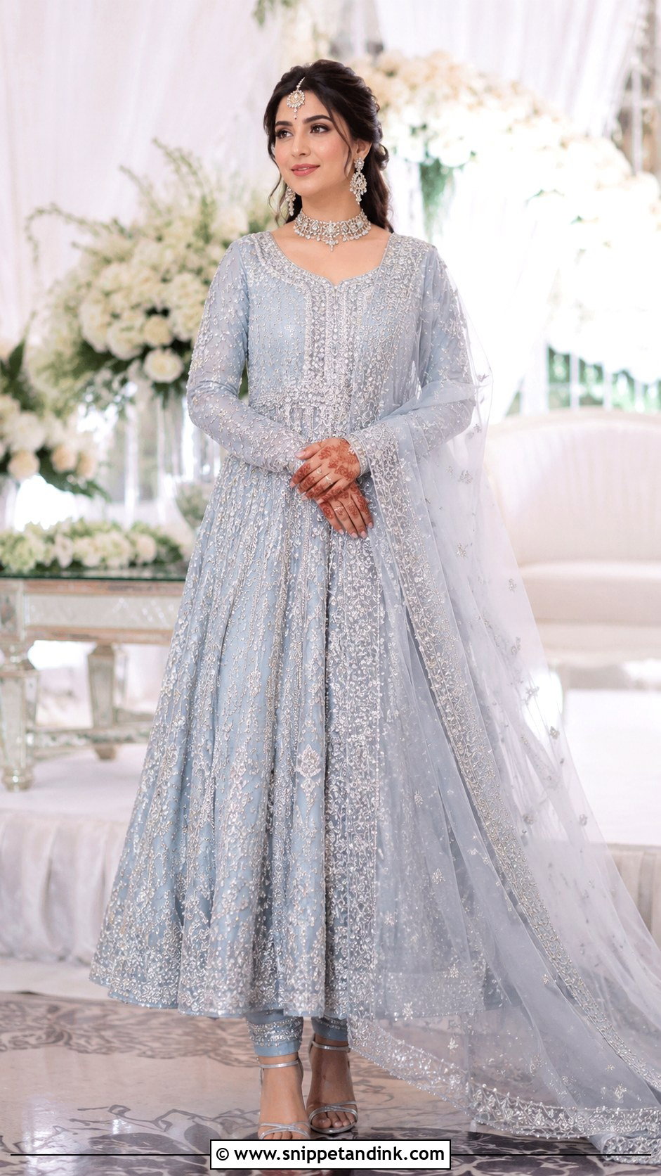 Ice Blue Walima Bridal Pishwas - Snippet and Ink - 25 Walima Bridal Dress Pakistan Ideas