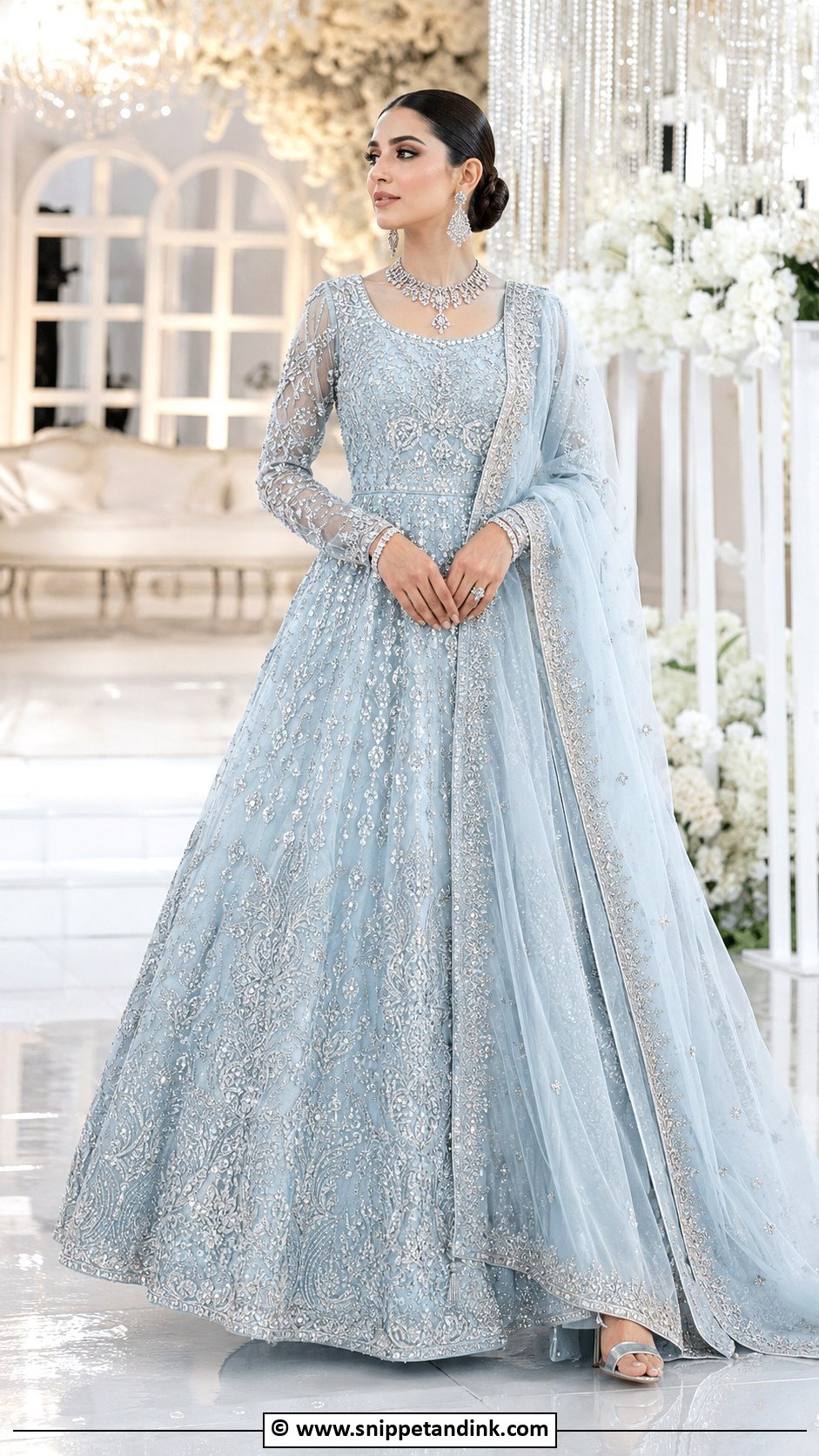 Ice Blue Walima Gown Dress - Snippet and Ink - 35 Walima Dresses Pakistani Brides