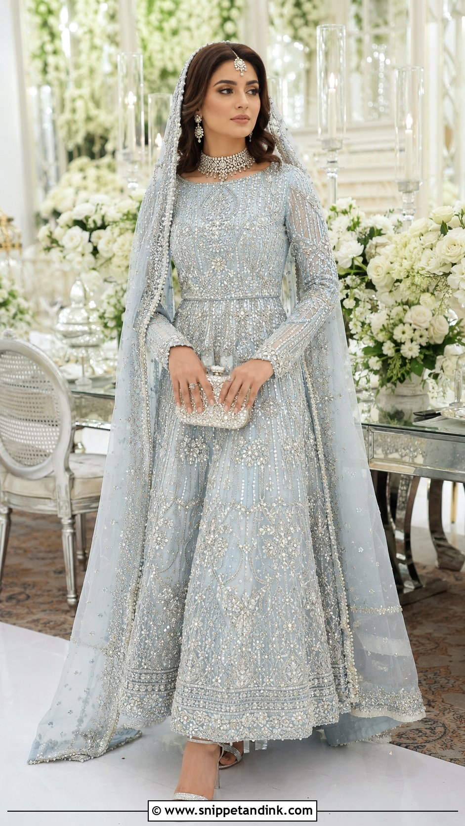 Ice Blue Walima Lehenga - Snippet and Ink - 20 Blue Walima Dress Ideas
