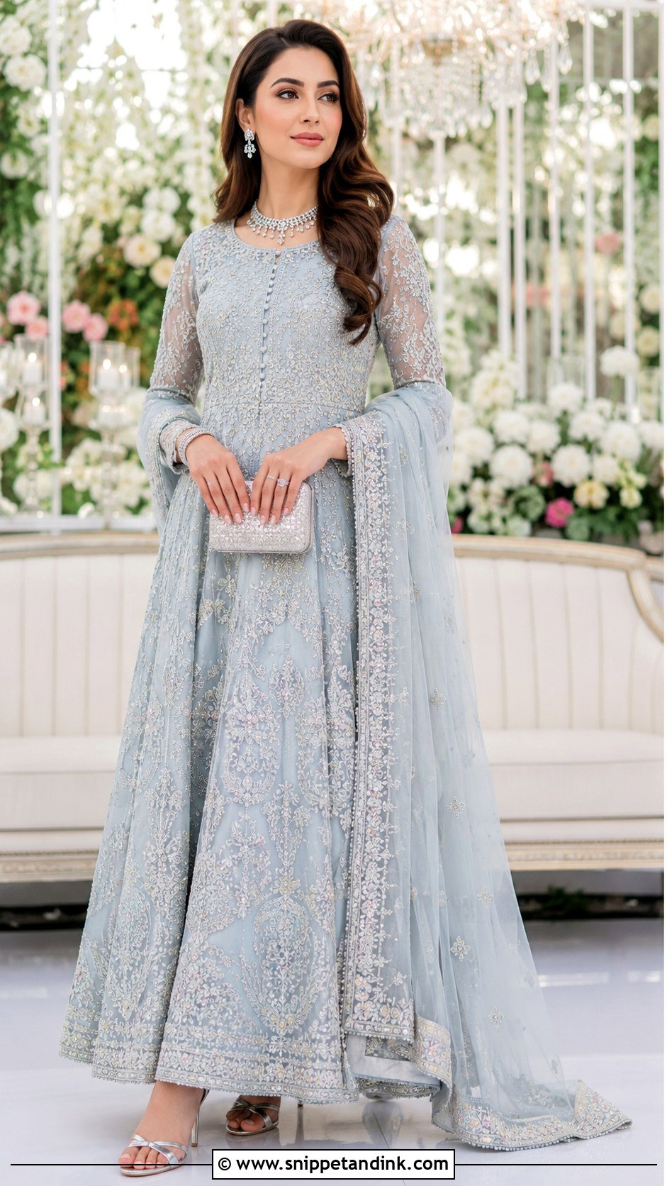 Ice Blue Walima Maxi - Snippet and Ink - 25 Walima Outfit Ideas