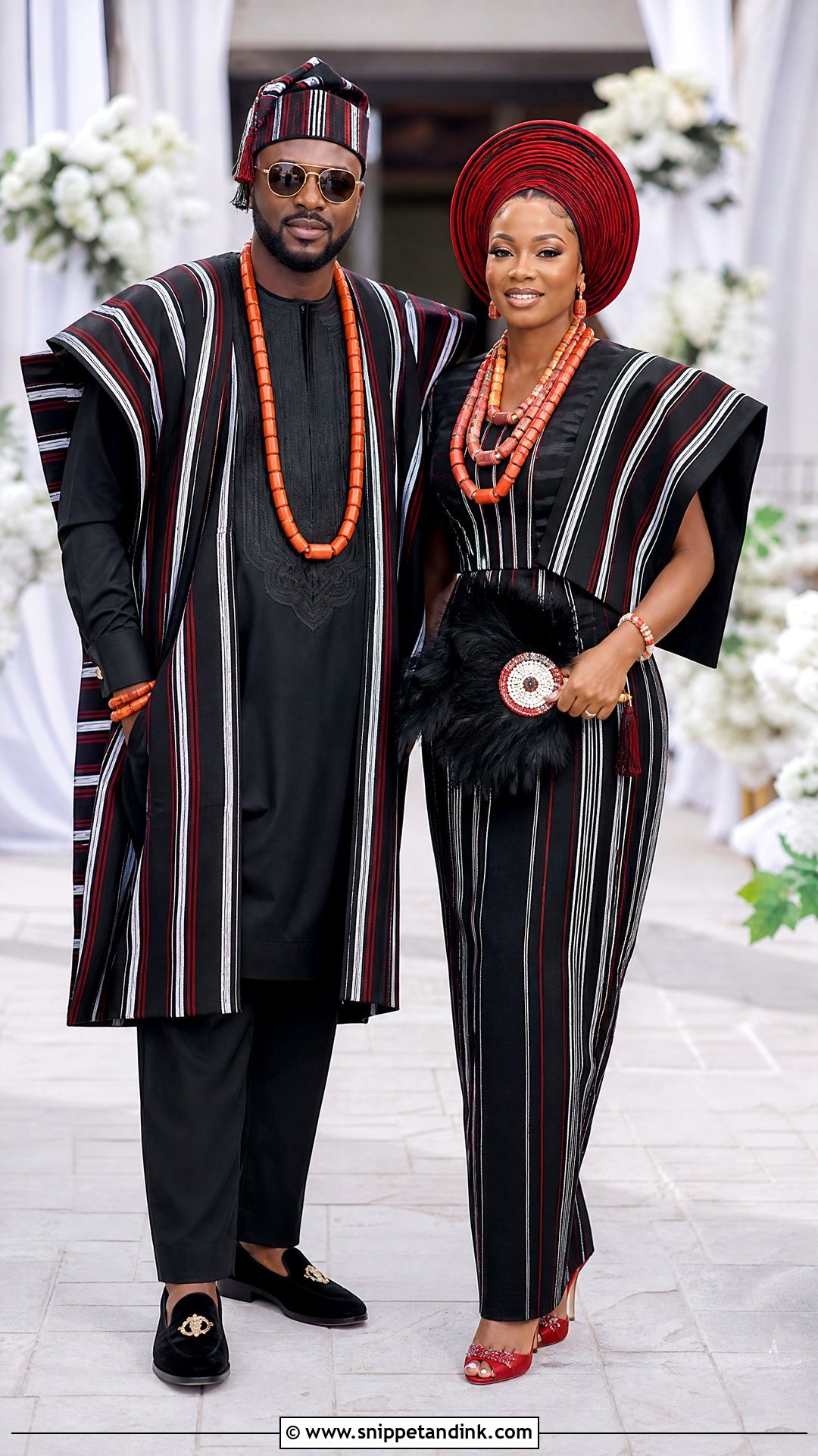 Idoma Bride And Groom Agbada Attire - Snippet and Ink - 25 Idoma Traditional Wedding Attire Ideas