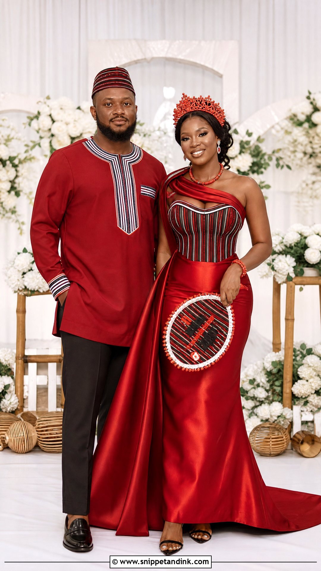 Idoma Bride And Groom Red Attire - Snippet and Ink - 25 Idoma Traditional Wedding Attire Ideas