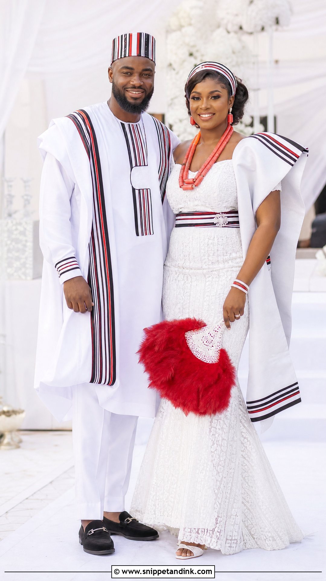 Idoma Bride And Groom White Attire - Snippet and Ink - 25 Idoma Traditional Wedding Attire Ideas