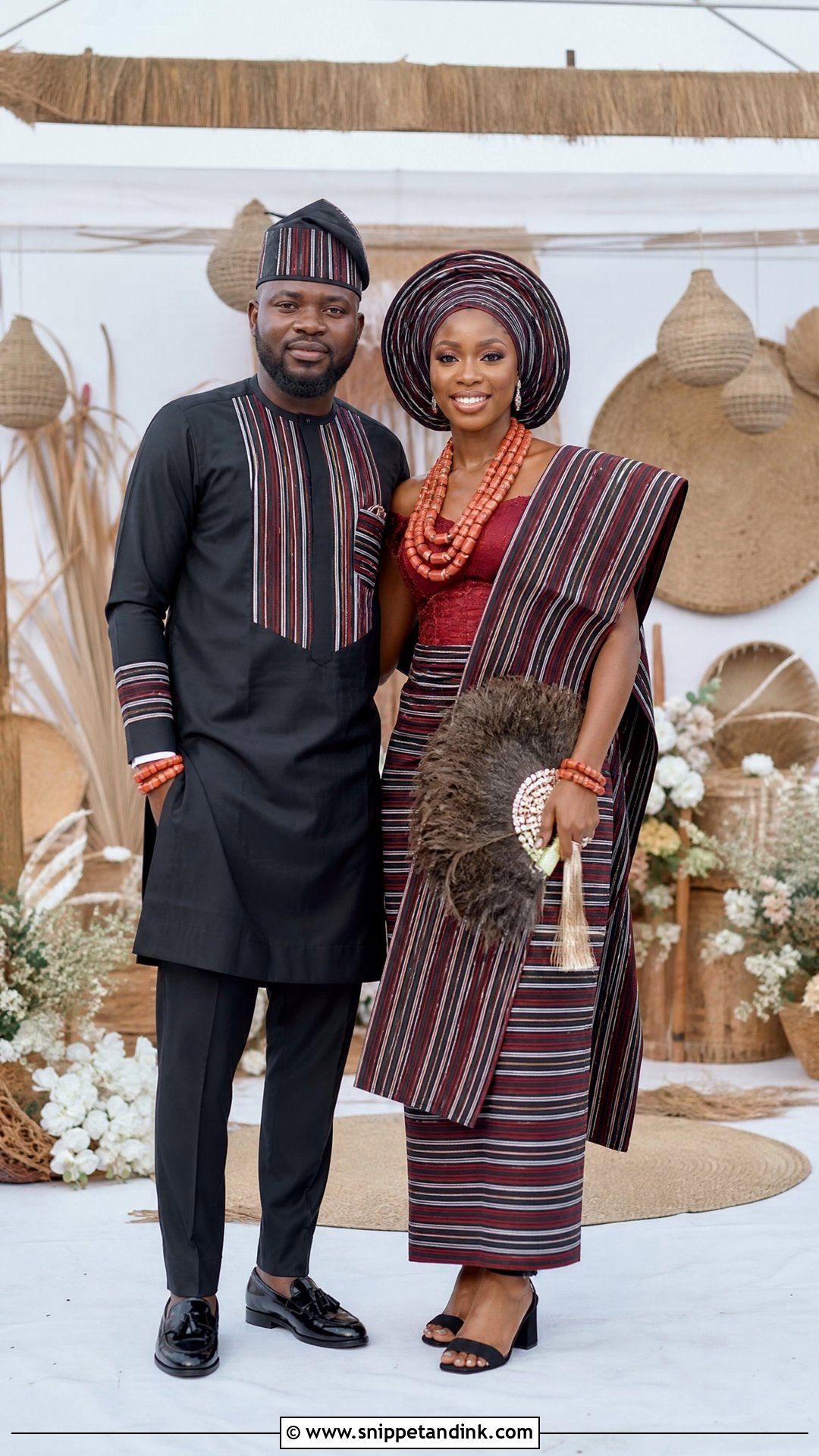 Idoma Groom Senator And Bridal Wrapper Attire - Snippet and Ink - 25 Idoma Traditional Wedding Attire Ideas