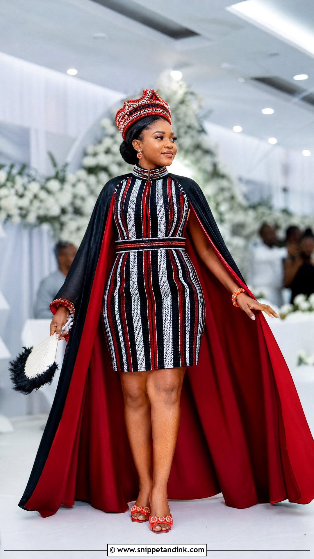 Idoma Mini Dress With Floor Length Cape - Snippet and Ink - 25 Idoma Traditional Wedding Attire Ideas