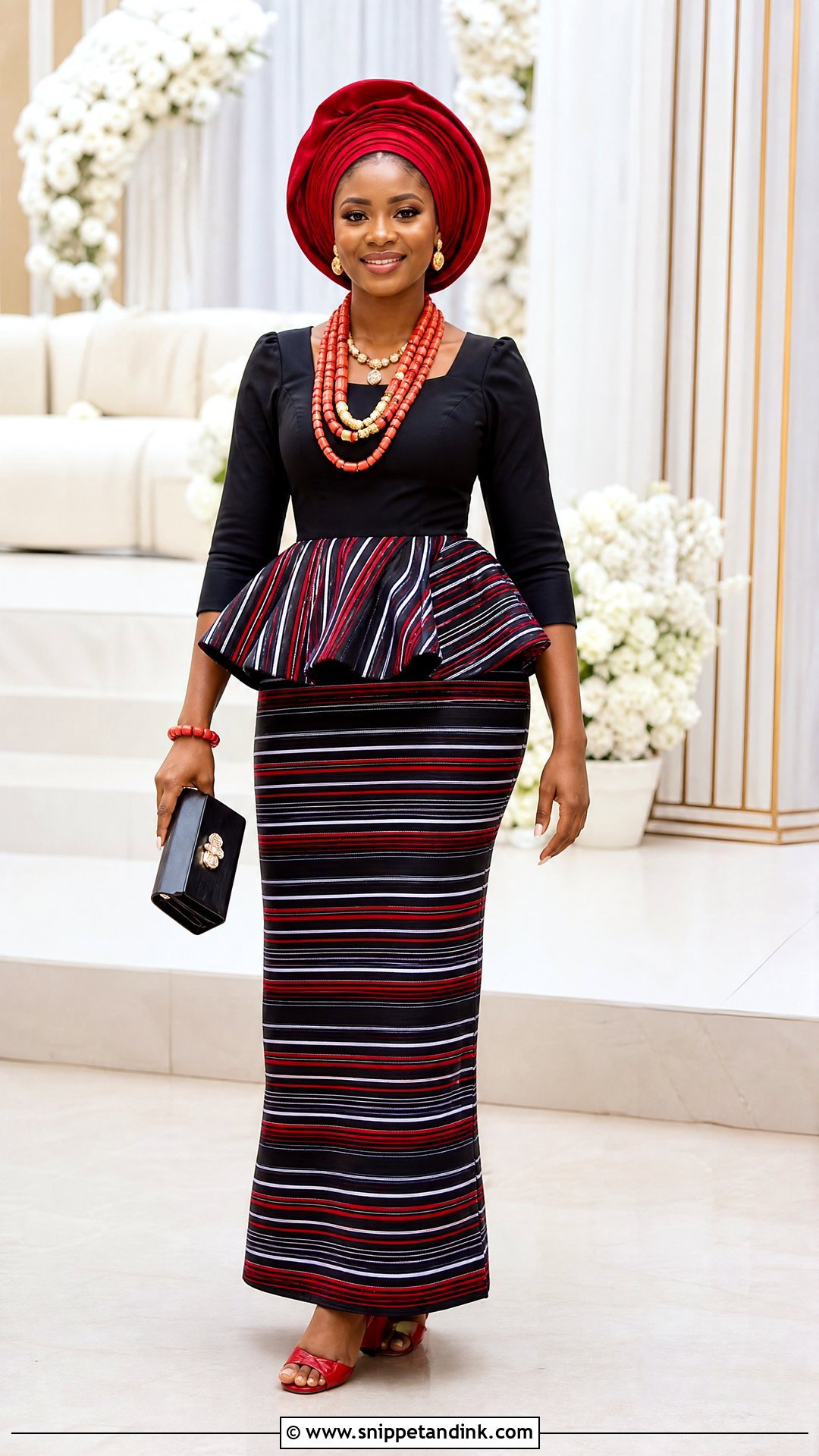 Idoma Peplum Blouse And Skirt Wedding Attire - Snippet and Ink - 25 Idoma Traditional Wedding Attire Ideas