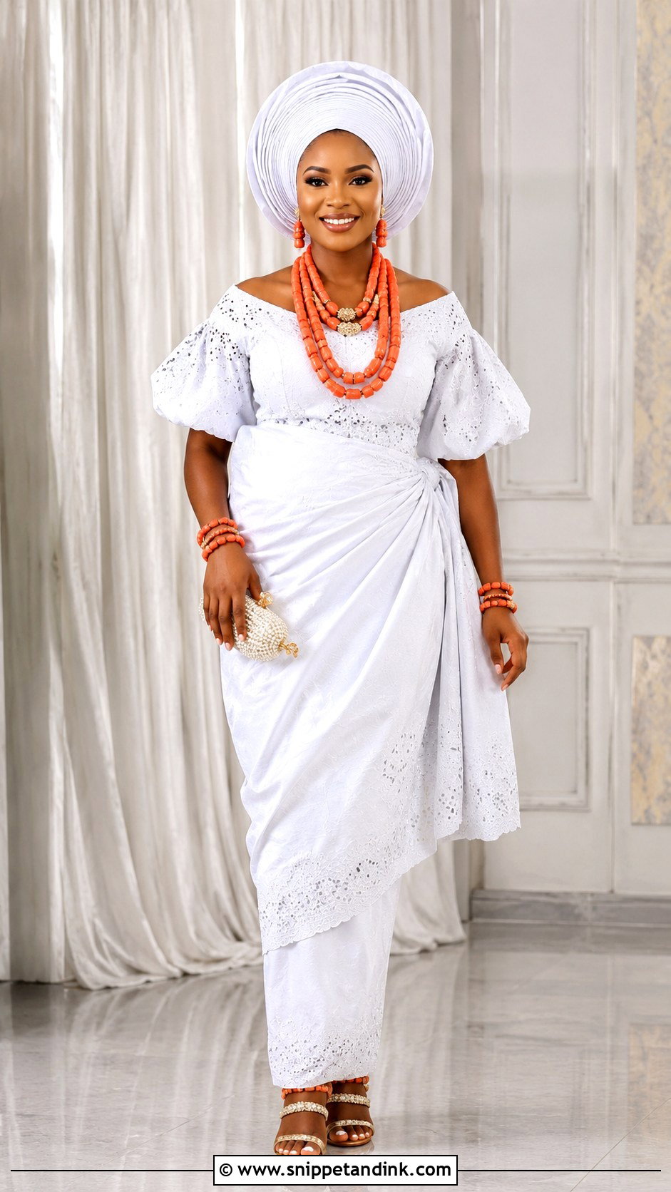 Igbo Bride Akwa Ocha Outfit - Snippet and Ink - 25 Igbo Bride Attire Ideas