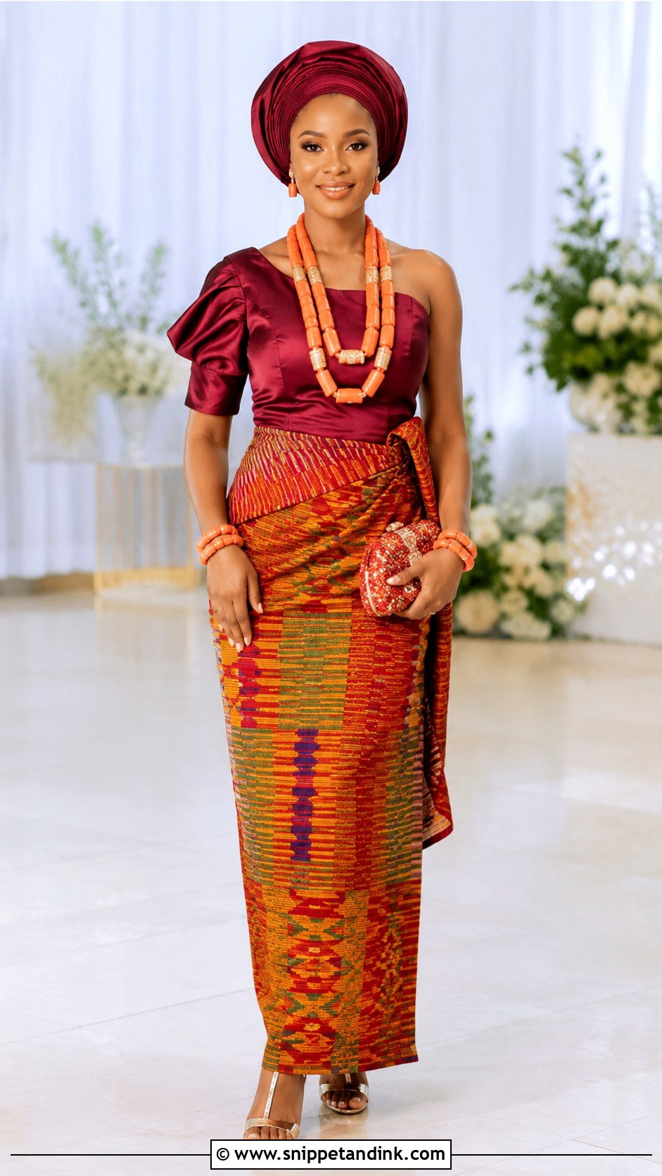 Igbo Bride Akwete Wrapper Outfit - Snippet and Ink - 25 Igbo Bride Attire Ideas