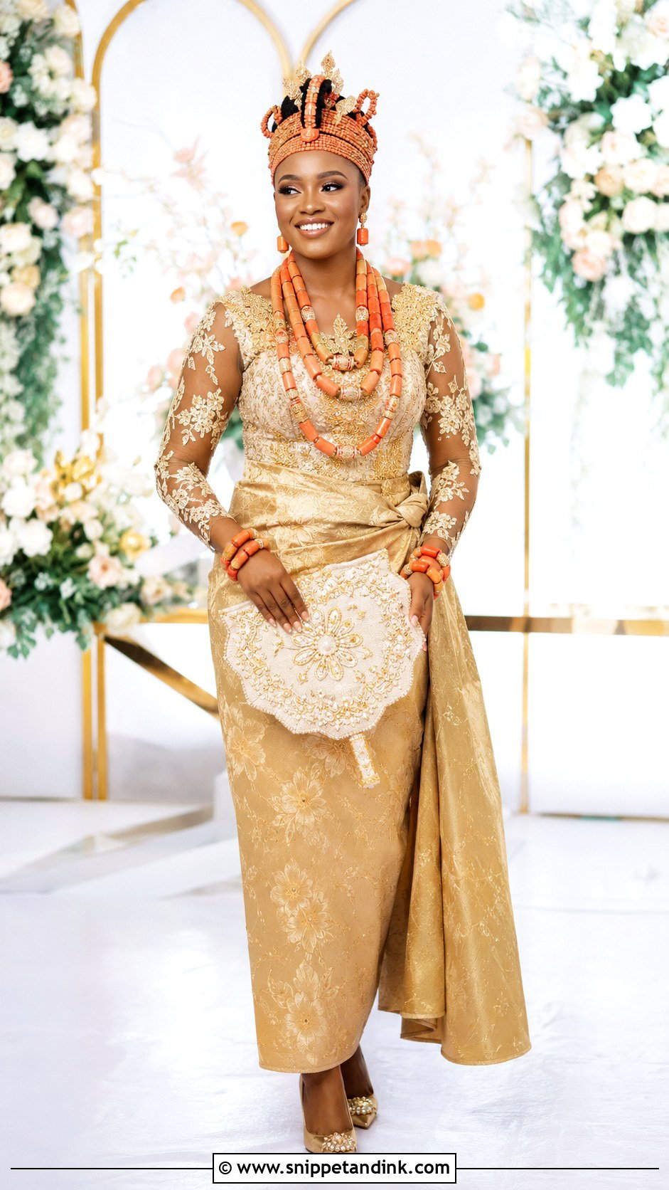 Igbo Bride Beaded Crown Outfit - Snippet and Ink - 25 Igbo Bride Attire Ideas