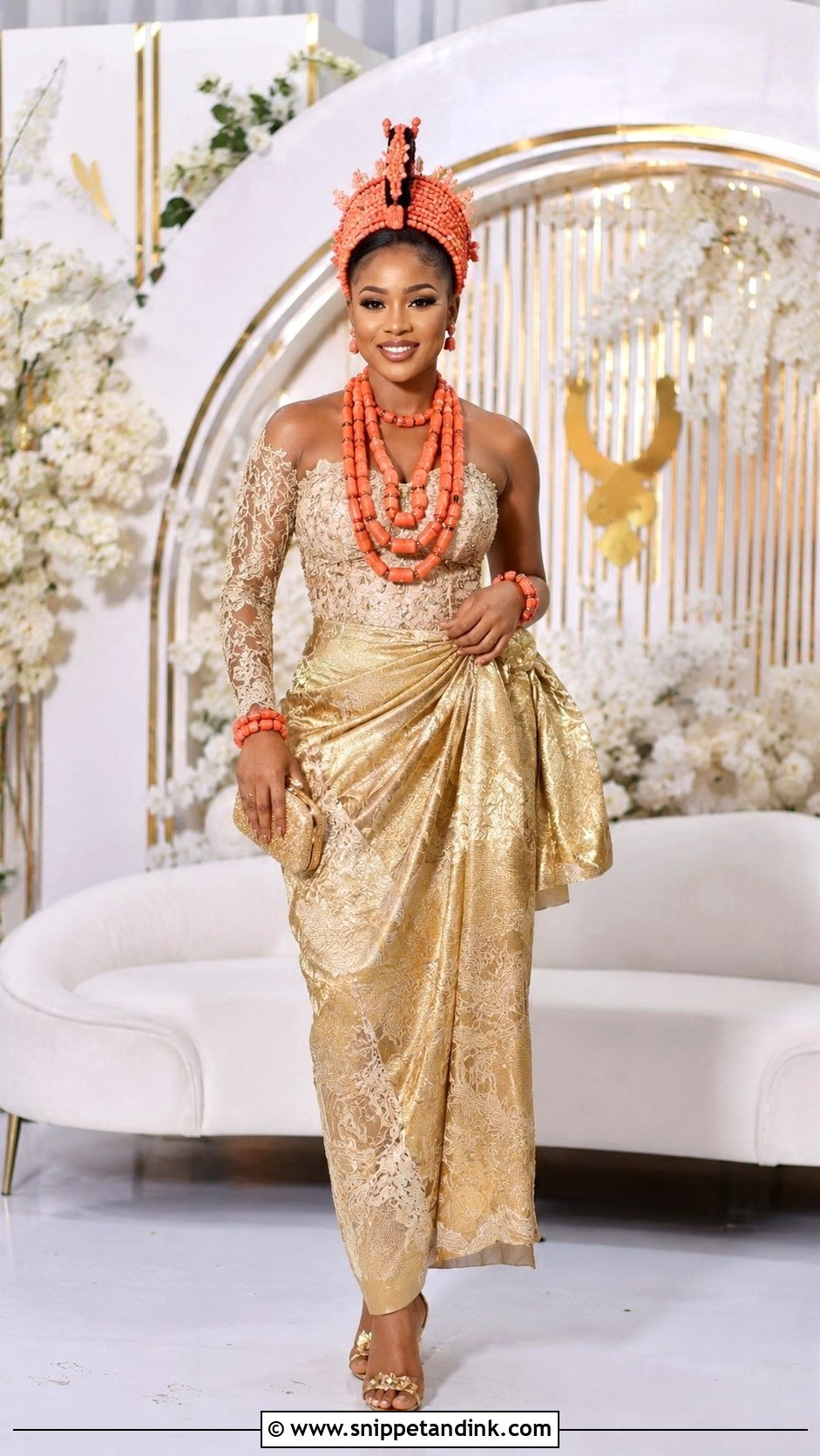 Igbo Bride Coral Bead Crown Attire - Snippet and Ink - 30 Igbo Traditional Wedding Attire Ideas