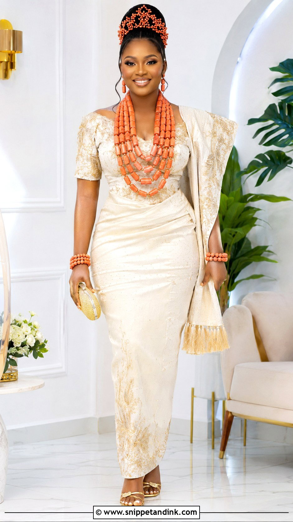 Igbo Bride Coral Bead Outfit - Snippet and Ink - 25 Igbo Bride Attire Ideas