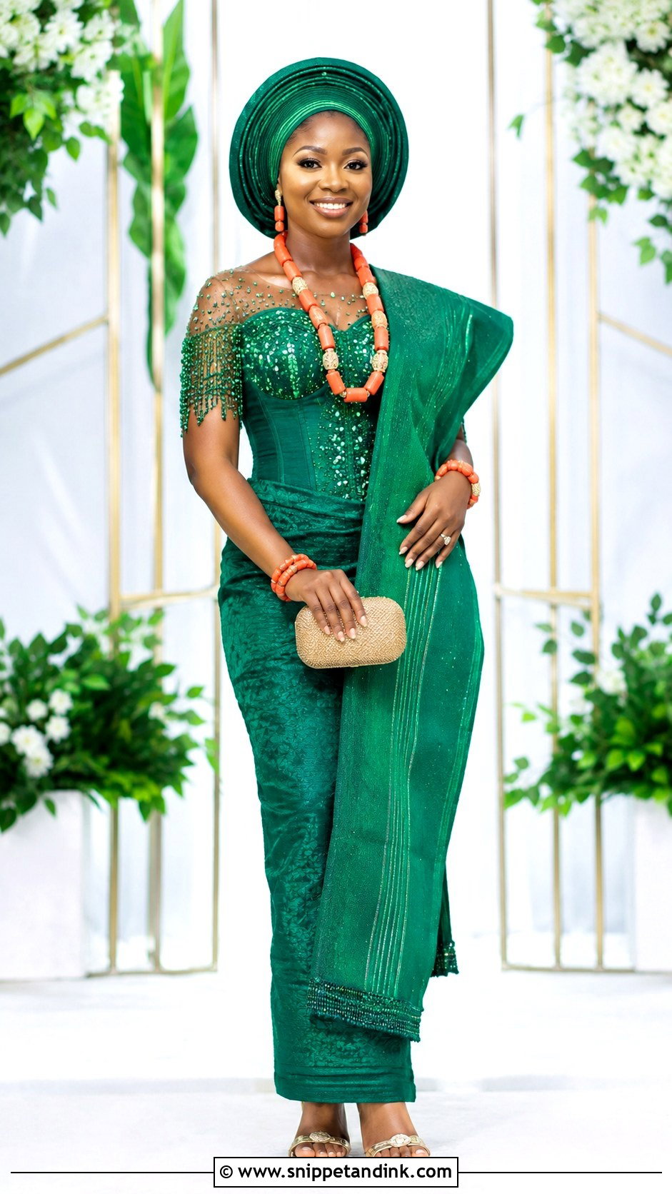 Igbo Bride Emerald Green Outfit - Snippet and Ink - 25 Igbo Bride Attire Ideas