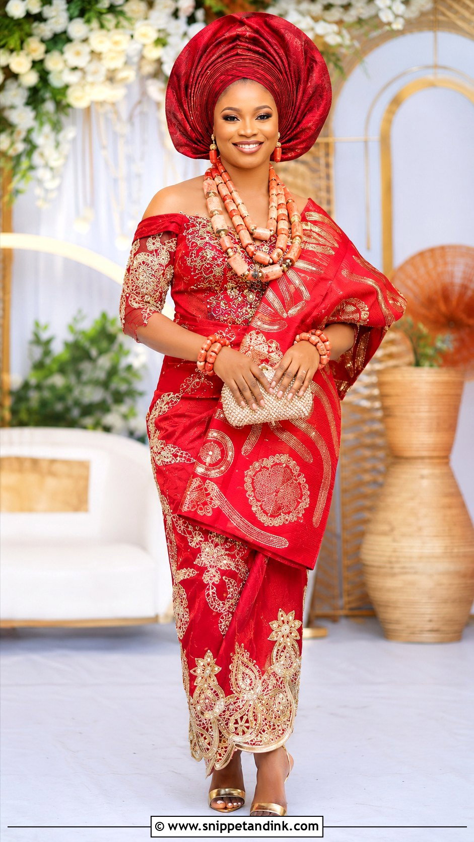 Igbo Bride George Wrapper And Blouse - Snippet and Ink - 25 Igbo Bride Attire Ideas