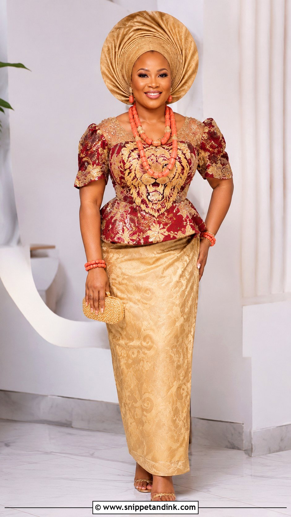 Igbo Bride Isi Agu Blouse And Wrapper - Snippet and Ink - 25 Igbo Bride Attire Ideas