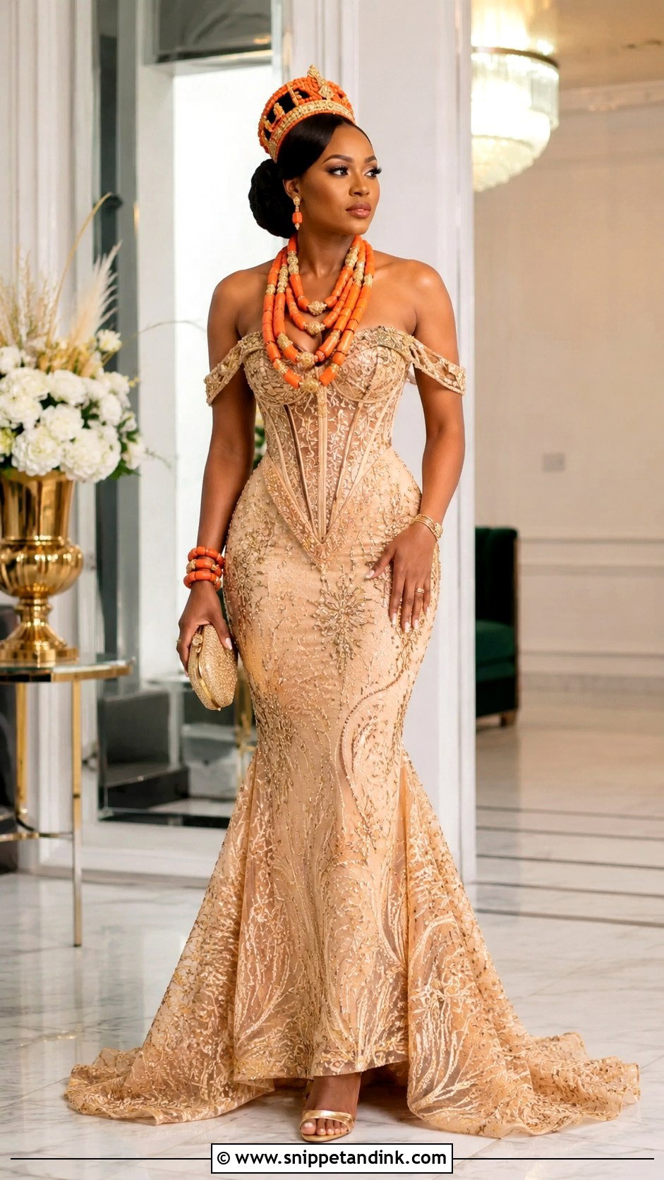 Igbo Bride Mermaid Gown Outfit - Snippet and Ink - 25 Igbo Bride Attire Ideas