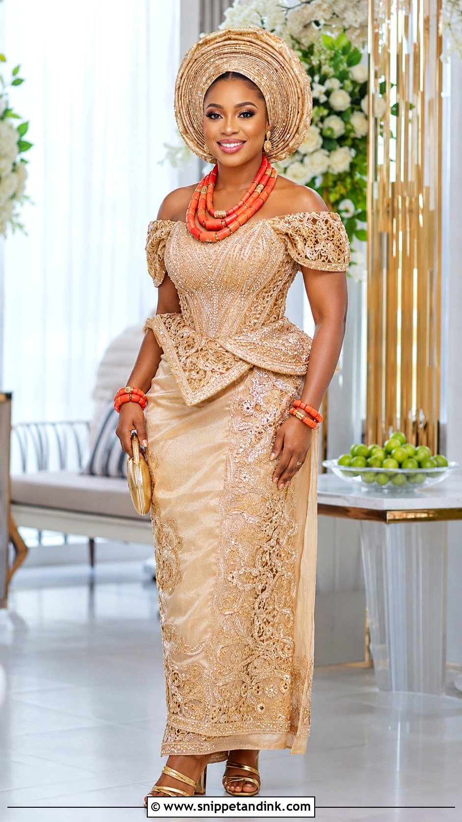 Igbo Bride Peplum Blouse And Wrapper - Snippet and Ink - 25 Igbo Bride Attire Ideas