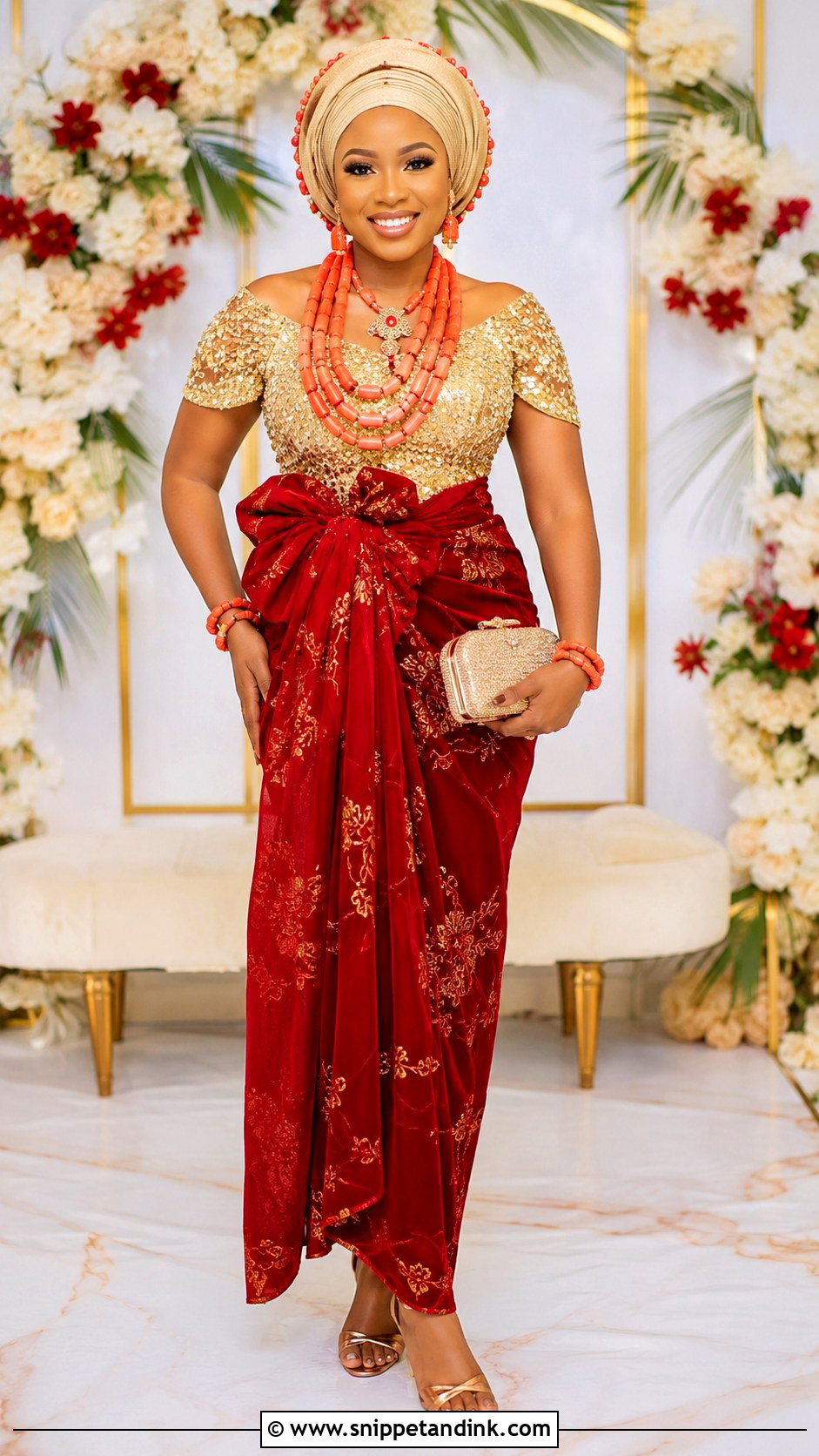 Igbo Bride Wrapper And Crop Blouse Outfit - Snippet and Ink - 25 Igbo Bride Attire Ideas