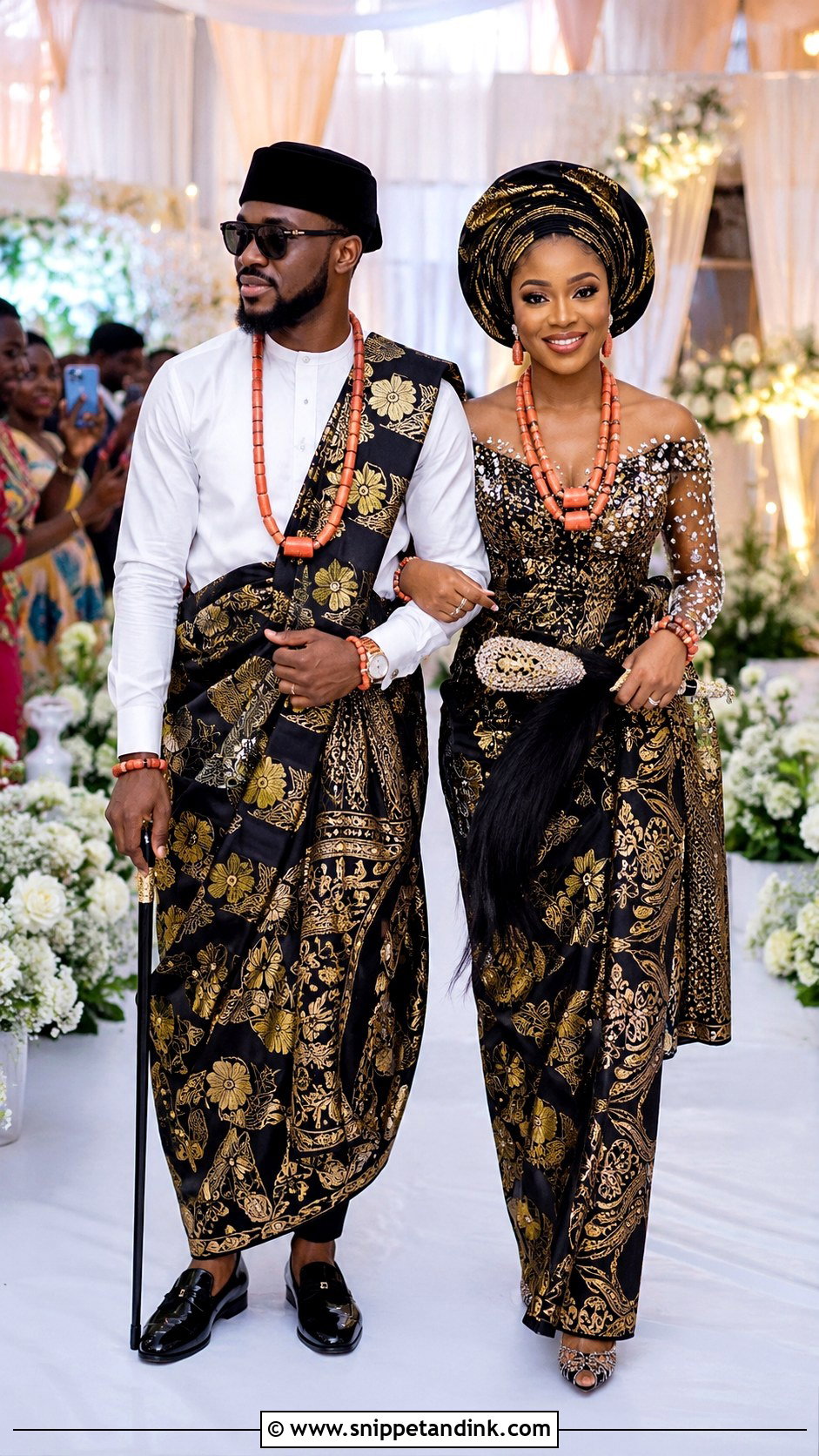 Igbo Couple Matching George Attire - Snippet and Ink - 30 Igbo Traditional Wedding Attire Ideas