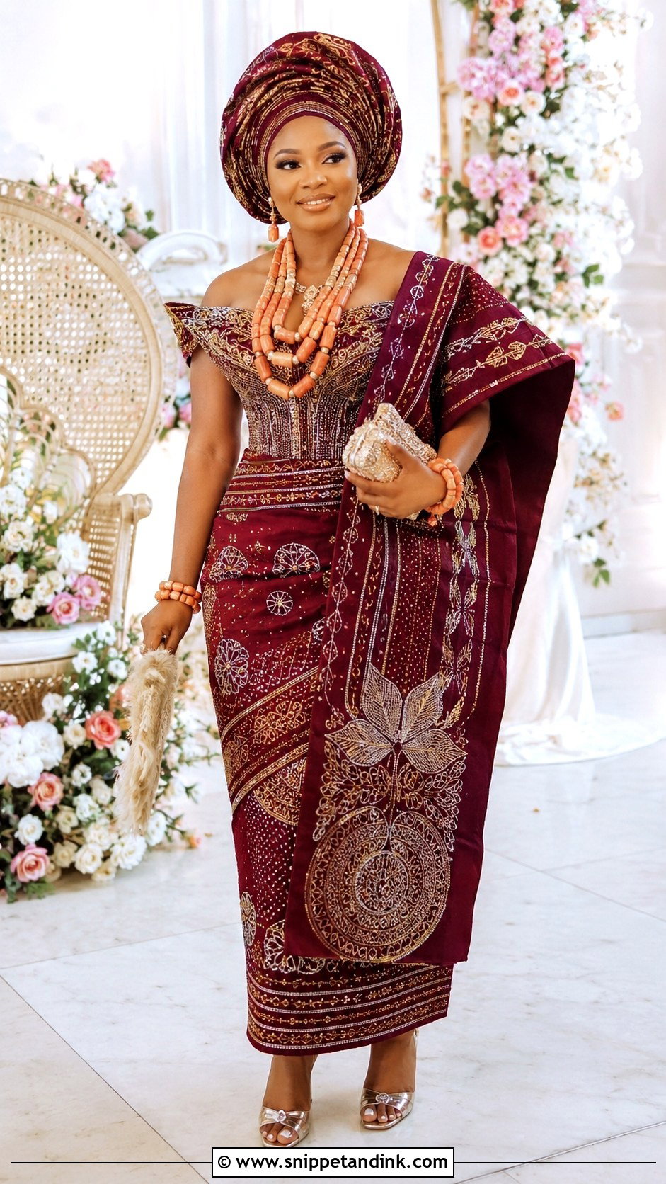 Igbo Double Wrapper Bridal Attire - Snippet and Ink - 30 Igbo Traditional Wedding Attire Ideas