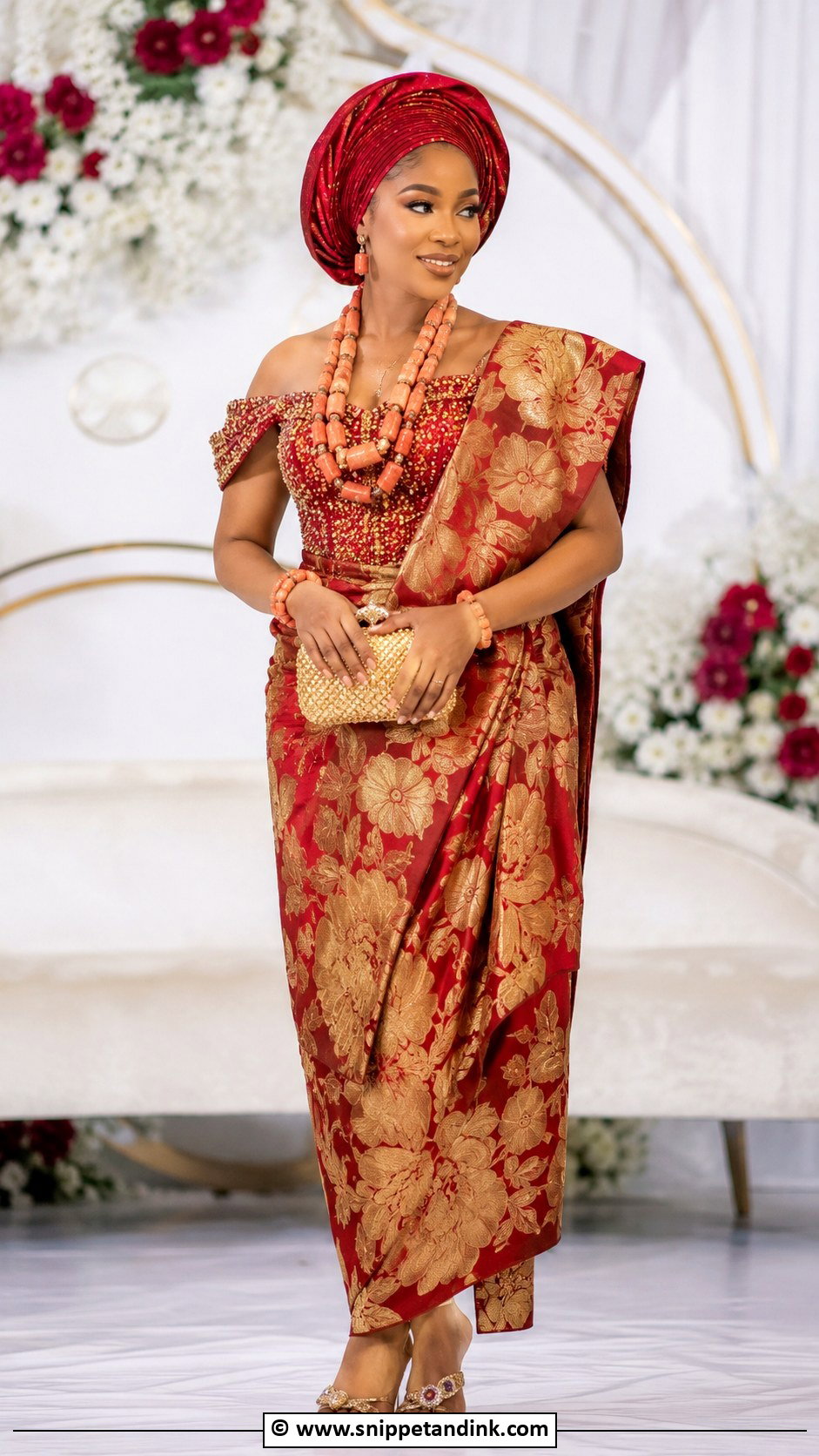 Igbo George Wrapper And Blouse Outfit - Snippet and Ink - 30 Nigerian Wedding Dress Ideas