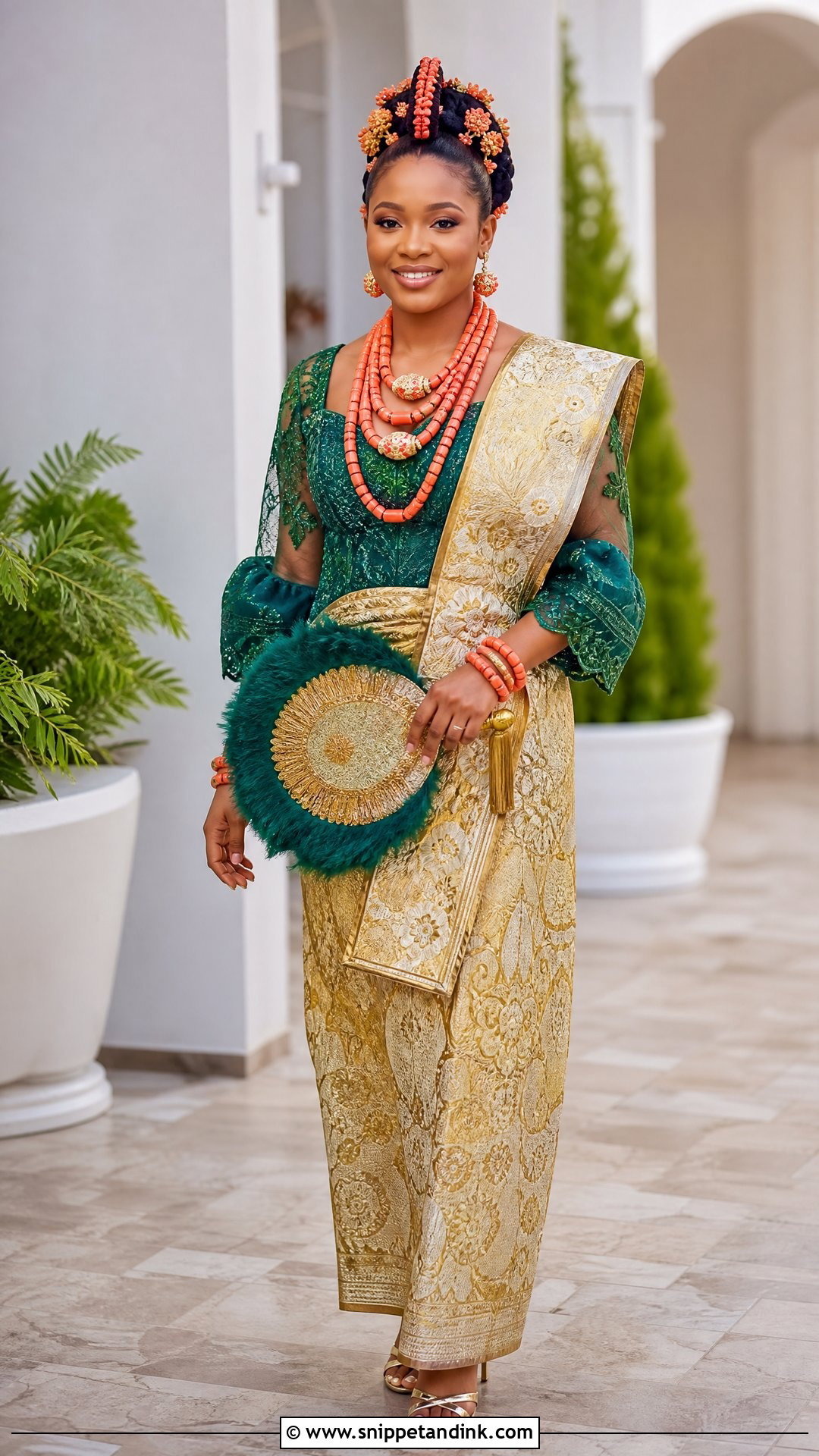 Igbo George Wrapper And Lace Blouse Wedding Outfit - Snippet and Ink - 20 Nigerian Wedding Outfits