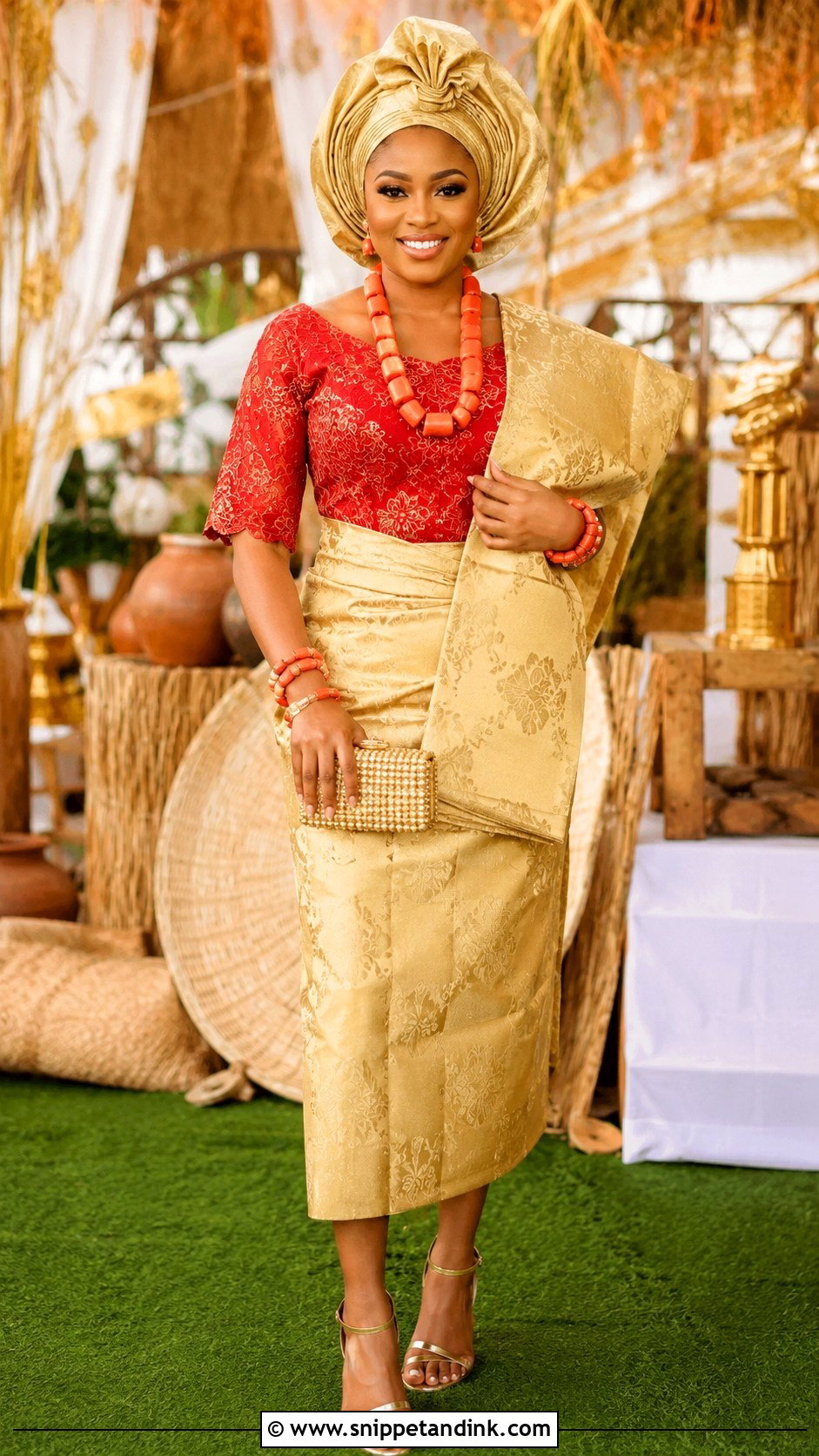 Igbo George Wrapper Bride Outfit - Snippet and Ink - 25 Nigeria Traditional Wedding Outfit Ideas