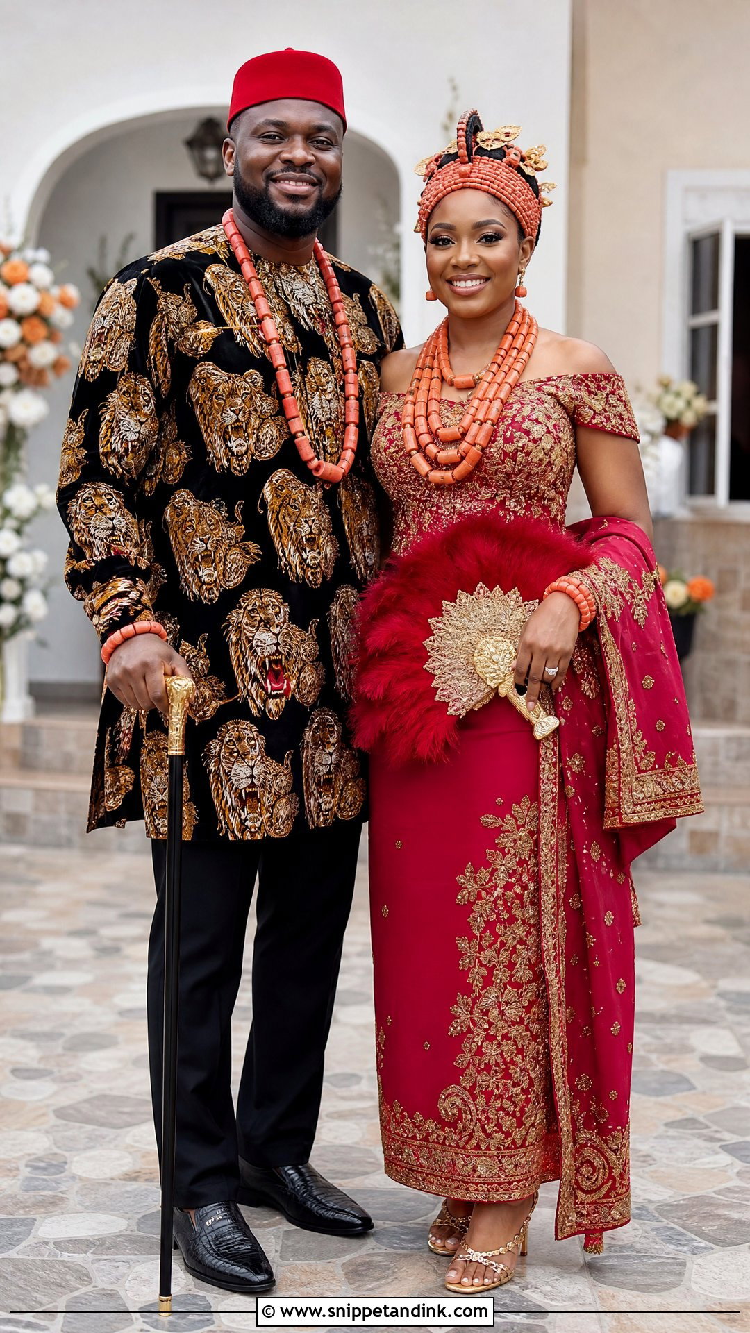 Igbo George Wrapper and Isi Agu Traditional Wedding Attire - Snippet and Ink - 20 Traditional Wedding Attire for Couples Ideas