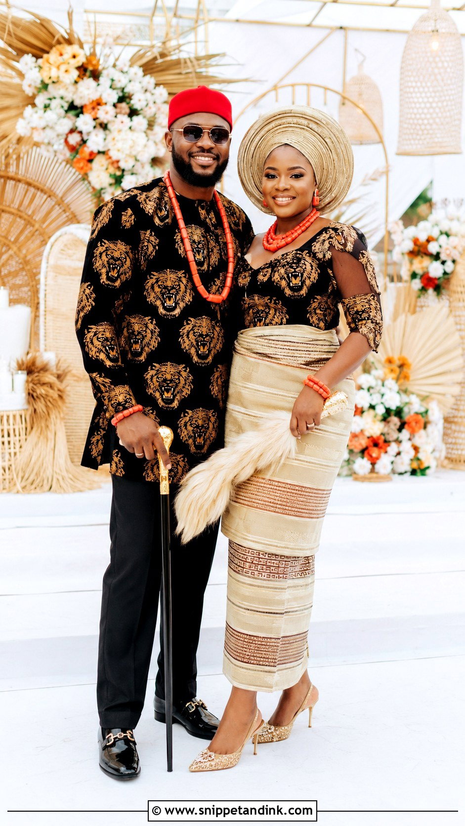 Igbo Isiagu Traditional Marriage Attire For Couples - Snippet and Ink - 25 Traditional Marriage Attires in Nigeria Ideas