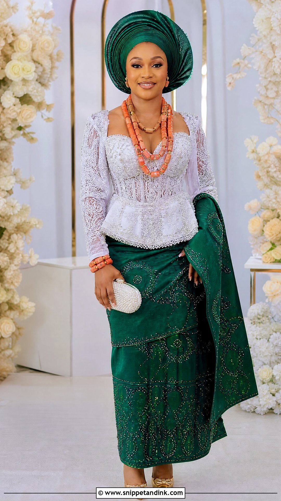 Igbo Lace Blouse And Wrapper Dress - Snippet and Ink - 25 Traditional Nigerian Wedding Dresses