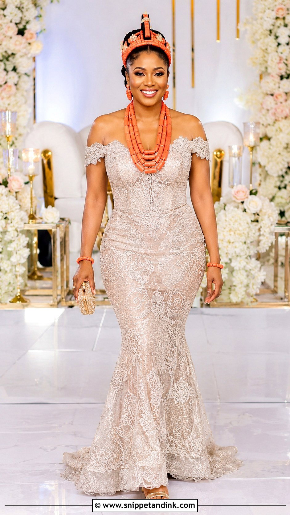 Igbo Traditional Wedding Reception Gown Attire - Snippet and Ink - 30 Igbo Traditional Wedding Attire Ideas