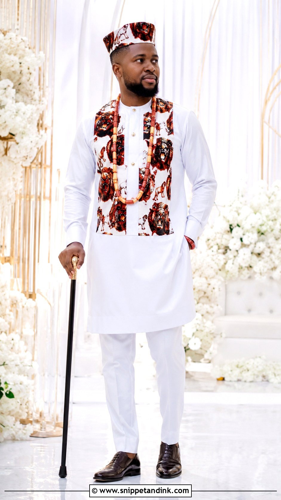 Igbo White Kaftan And Isi Agu Attire - Snippet and Ink - 30 Igbo Traditional Wedding Attire Ideas