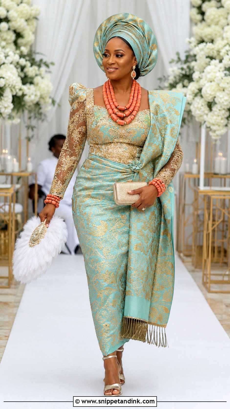 Ijaw George Wrapper And Lace Blouse Outfit - Snippet and Ink - 20 Bridal Traditional Dresses Nigeria