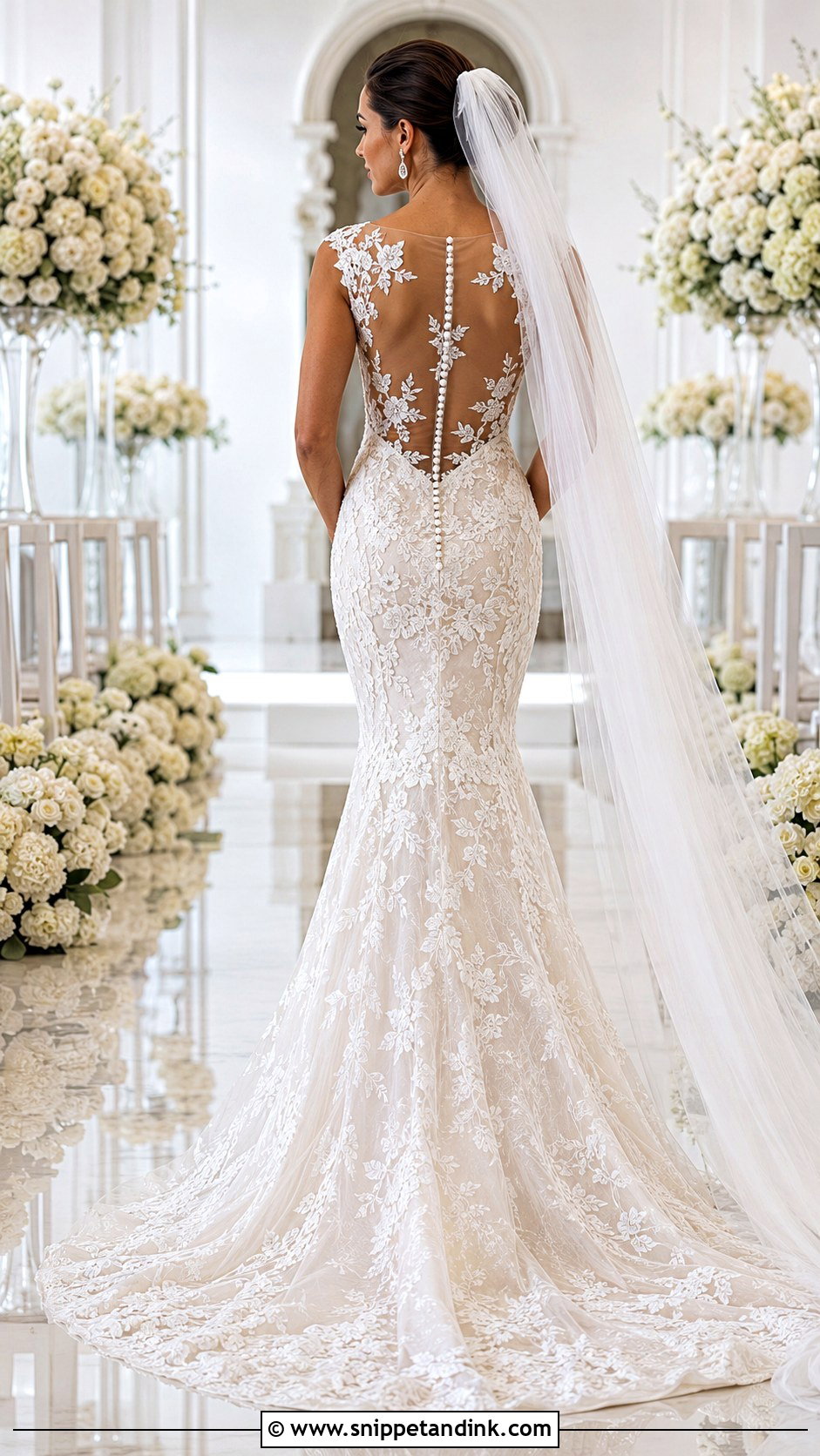 Illusion Back Lace Wedding Dress - Snippet and Ink - 20 Backless Lace Wedding Dress Ideas