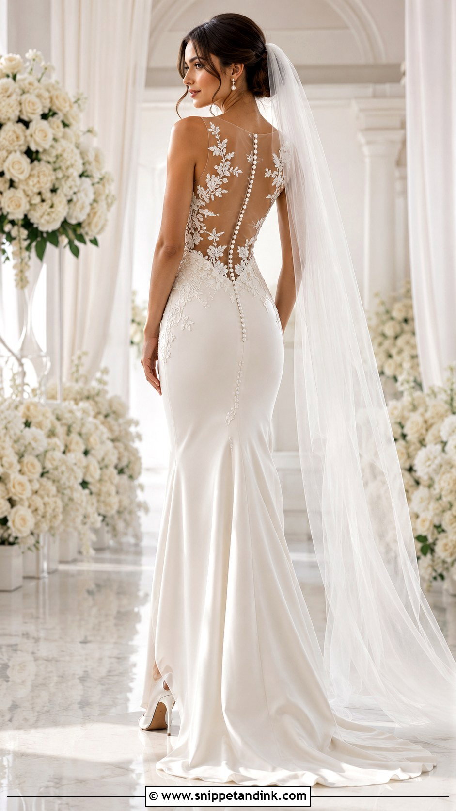 Illusion Back Mesh Wedding Dress - Snippet and Ink - 20 Mesh Wedding Dress Ideas