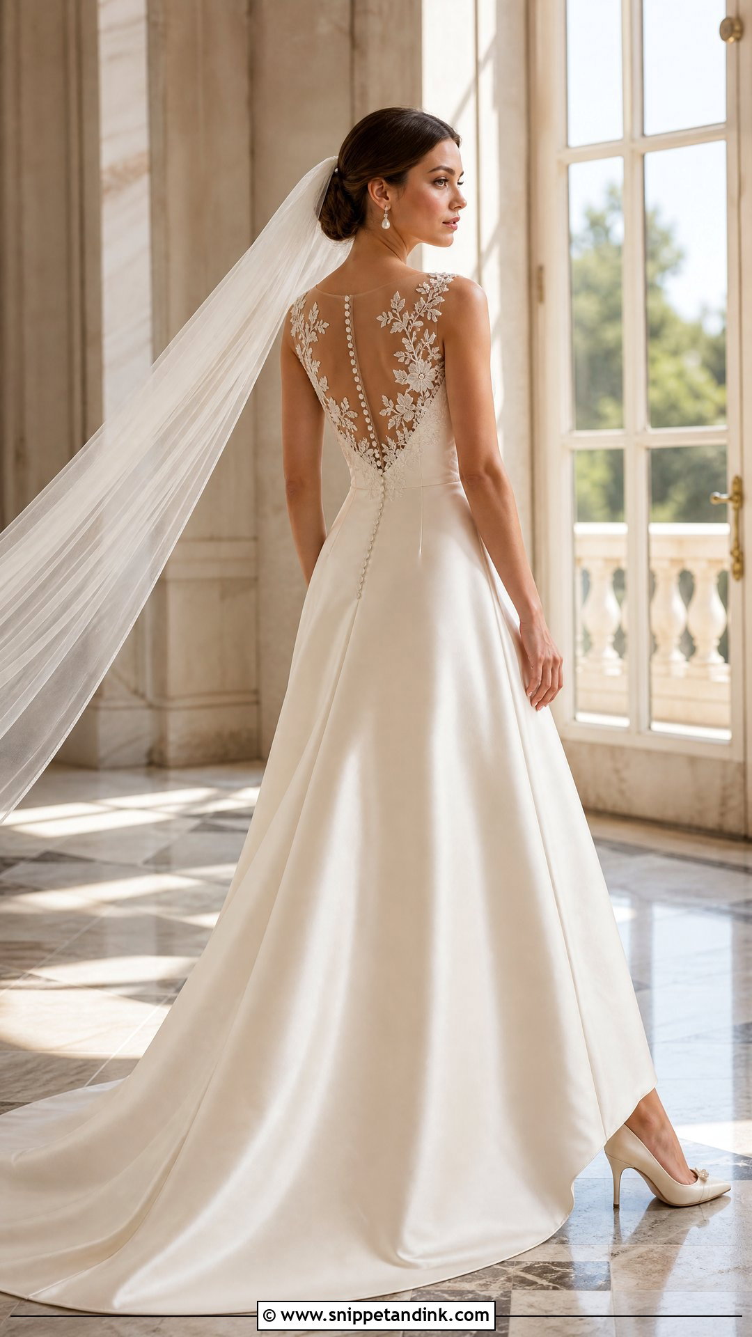 Illusion Back Satin Wedding Dress - Snippet and Ink - 20 Illusion Wedding Dress Ideas