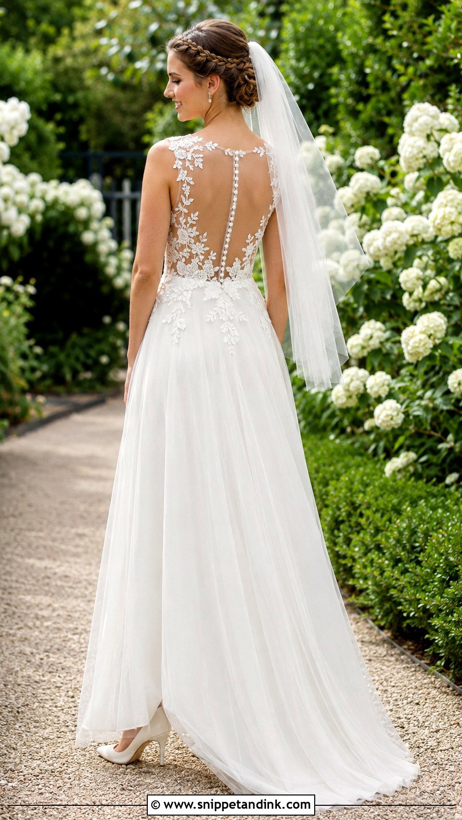 Illusion Back Wedding Dress - Snippet and Ink - 20 Backless Wedding Ideas