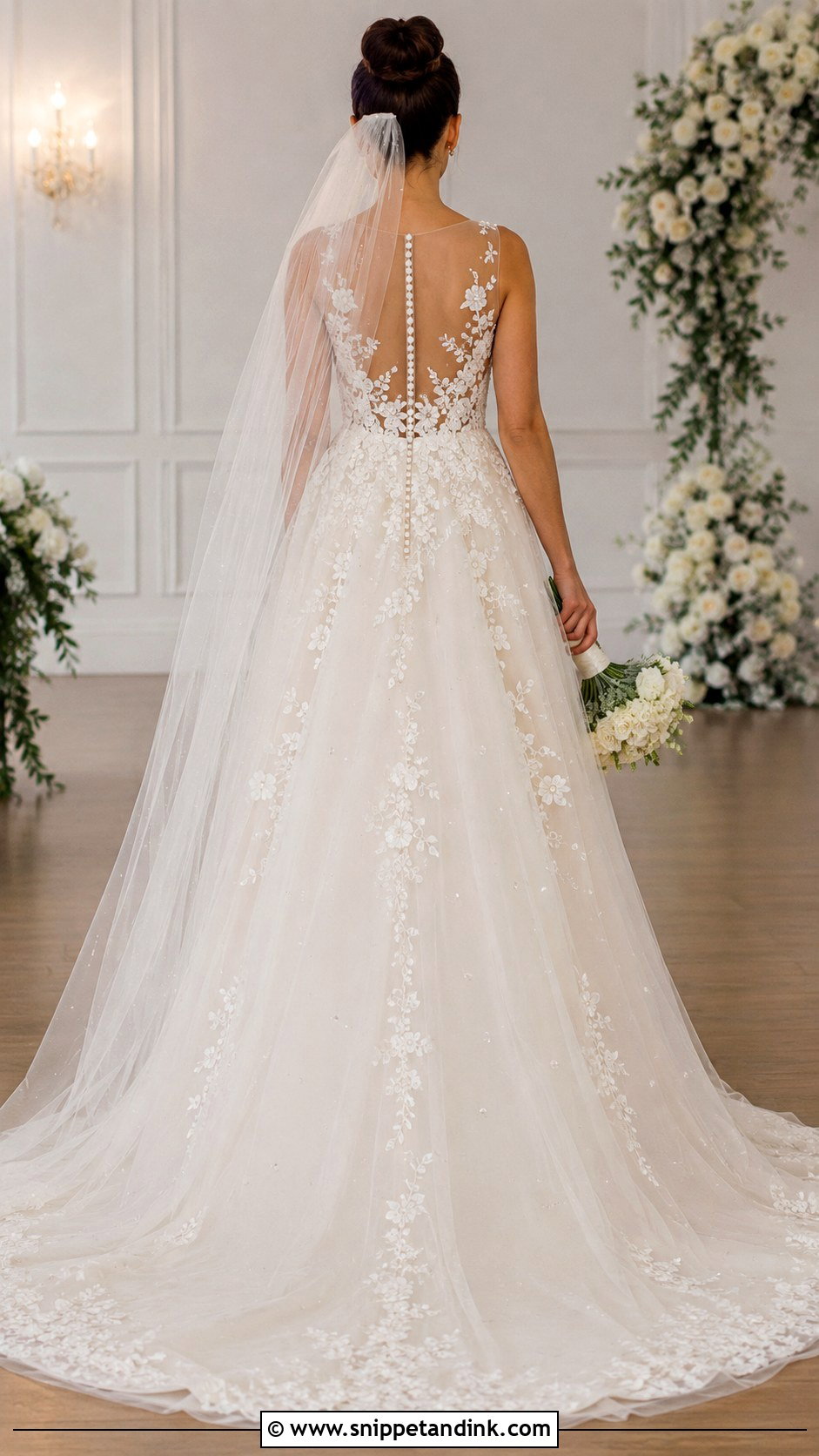 Illusion Back Wedding Gown - Snippet and Ink - 20 Backless Wedding Gown Ideas
