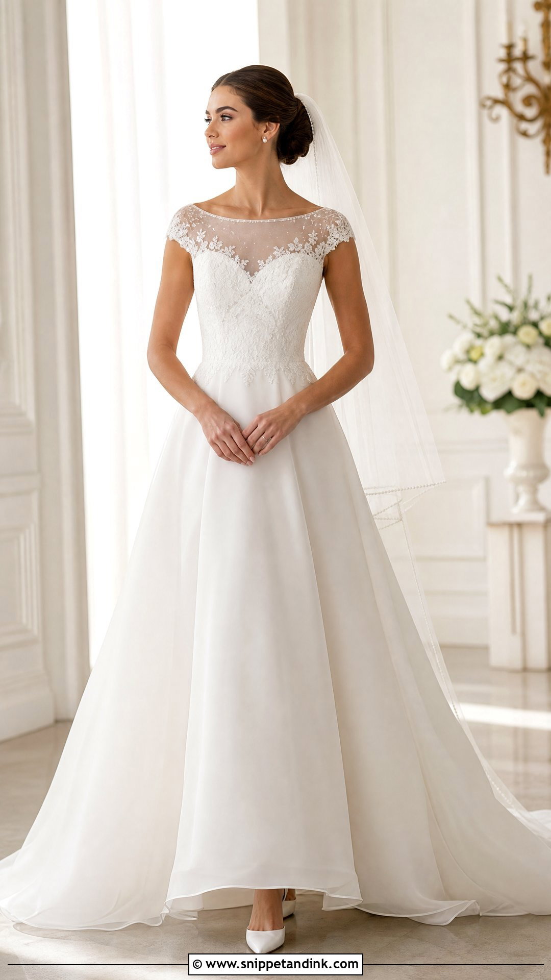Illusion Bateau Neck Wedding Dress - Snippet and Ink - 20 Illusion Wedding Dress Ideas