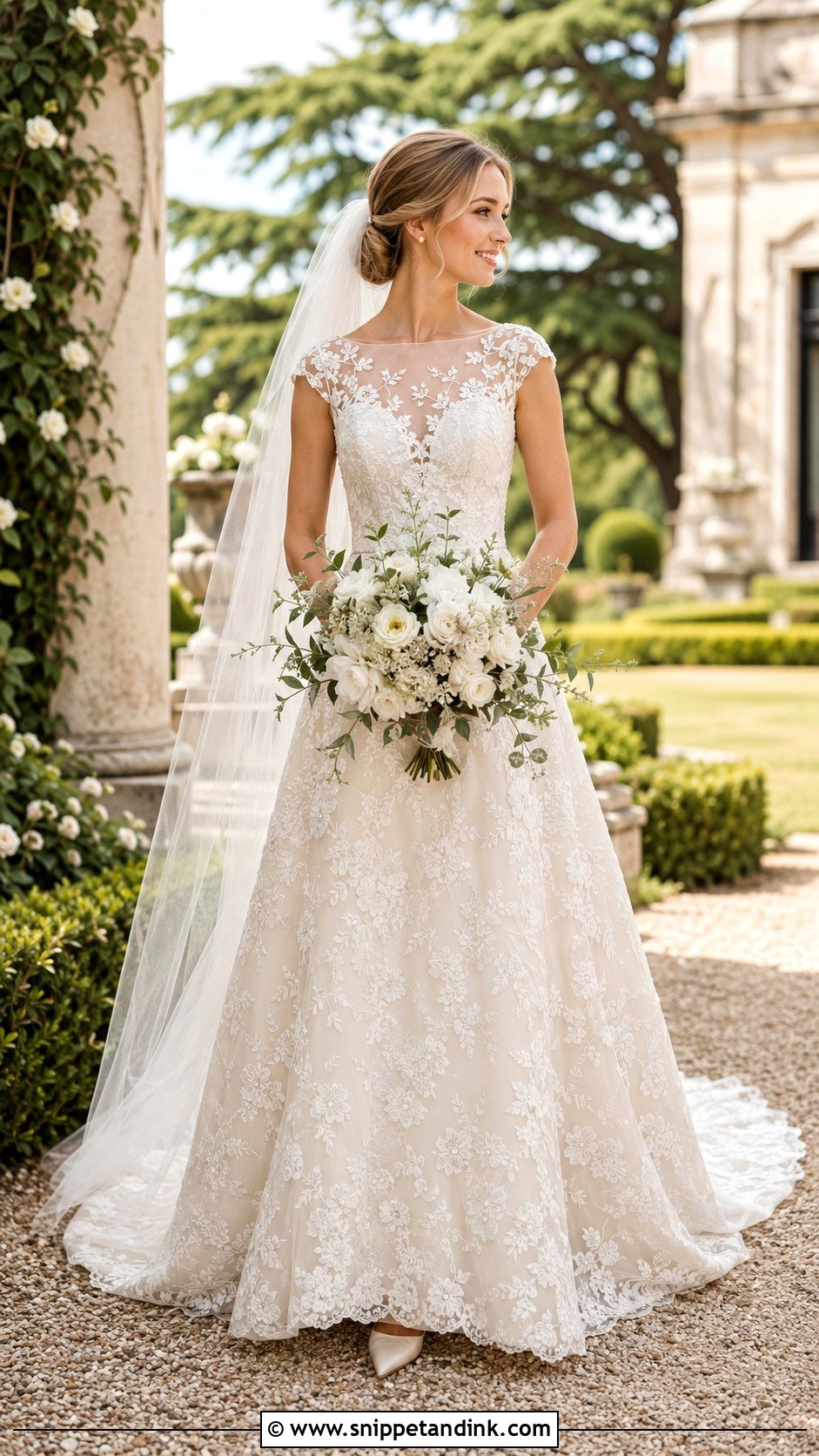 Illusion Bateau Neckline Wedding Dress - Snippet and Ink - 20 Bateau Neckline Wedding Dress Ideas