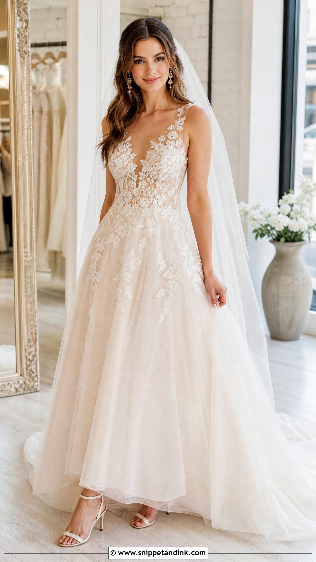 Illusion Bodice A Line Wedding Dress - Snippet and Ink - 25 Romantic a Line Wedding Dress Ideas