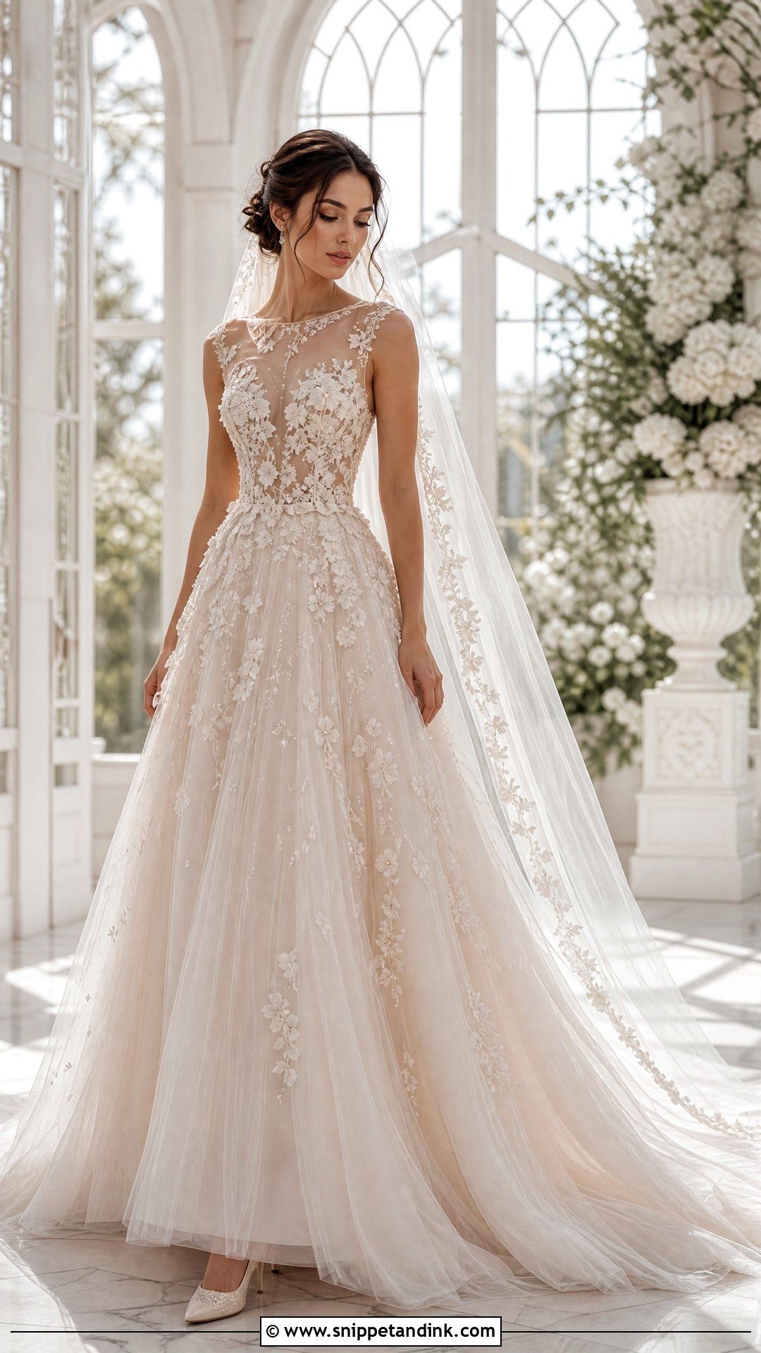 Illusion Bodice Ball Gown - Snippet and Ink - 25 Revealing Wedding Dress Ideas
