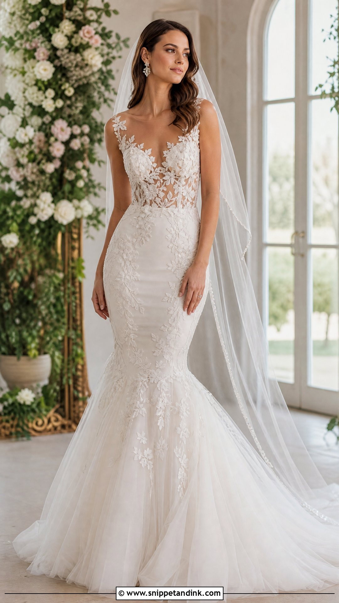 Illusion Bodice Mermaid Wedding Dress - Snippet and Ink - 20 Mermaid Cut Wedding Dress Ideas