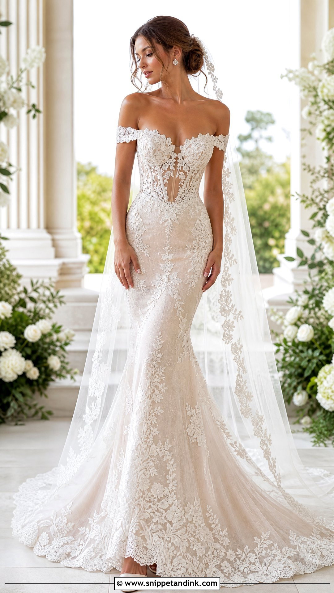 Illusion Bodice Off Shoulder Mermaid Wedding Dress - Snippet and Ink - 20 Off Shoulder Mermaid Wedding Dress Ideas