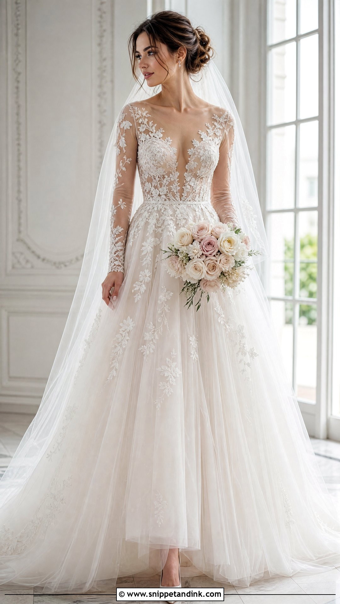 Illusion Bodice Princess Ball Gown Wedding Dress - Snippet and Ink - 20 Princess Wedding Dresses Ball Gown Fairytale