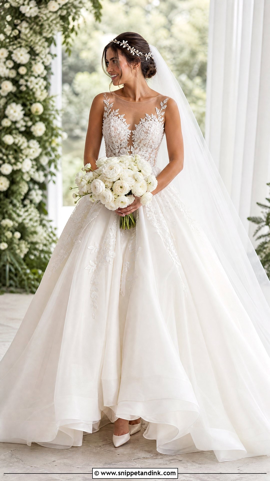Illusion Bodice Princess Wedding Gown - Snippet and Ink - 20 Princess Wedding Gown Fairytale Ideas