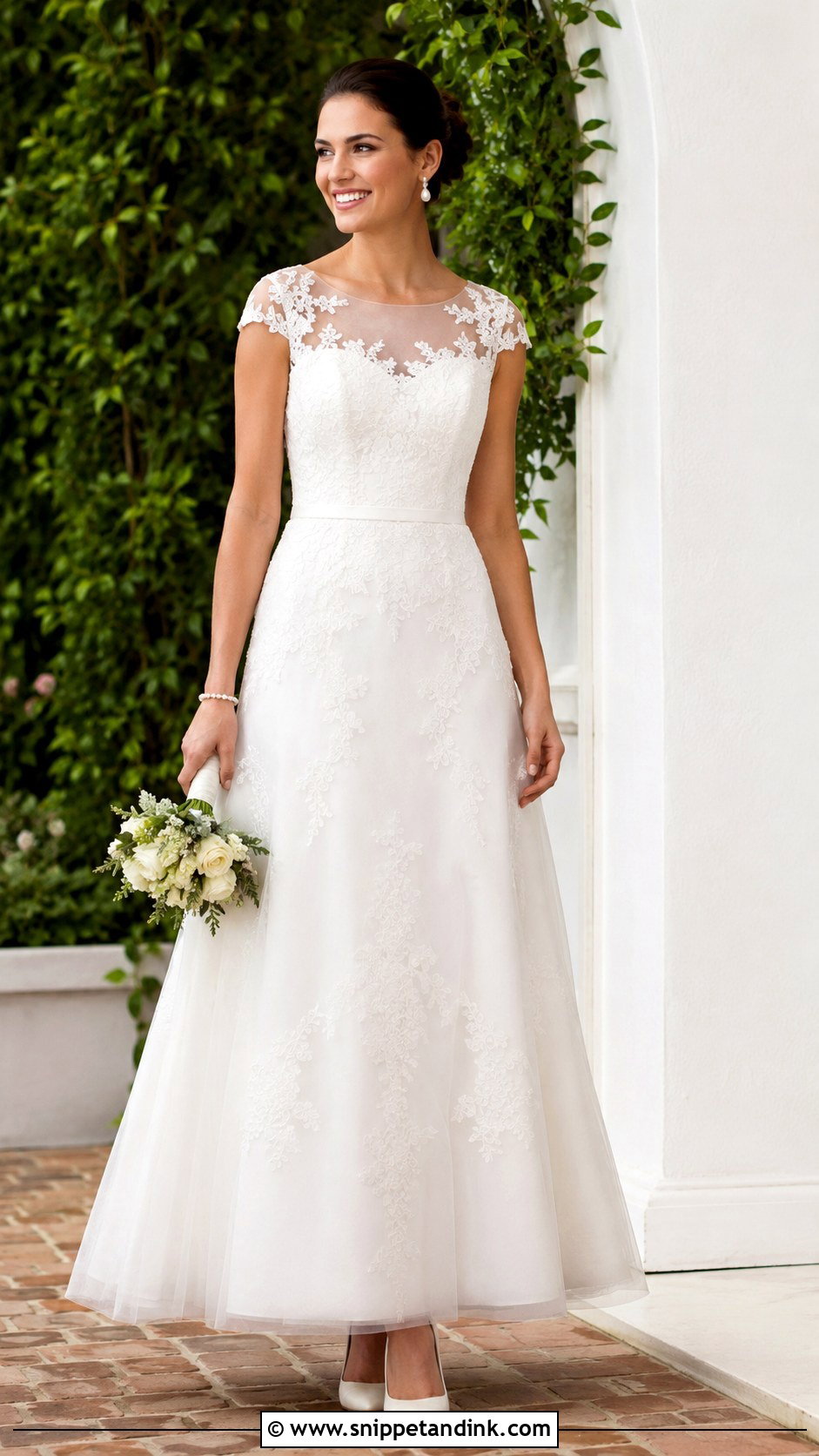 Illusion Cap Sleeve Wedding Dress - Snippet and Ink - 25 Illusion Neckline Wedding Dress Ideas