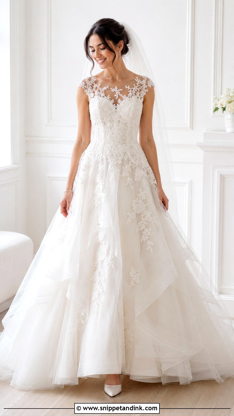 Illusion Cap Sleeve Wedding Dress - Snippet and Ink - 20 Capped Sleeve Wedding Dress Ideas