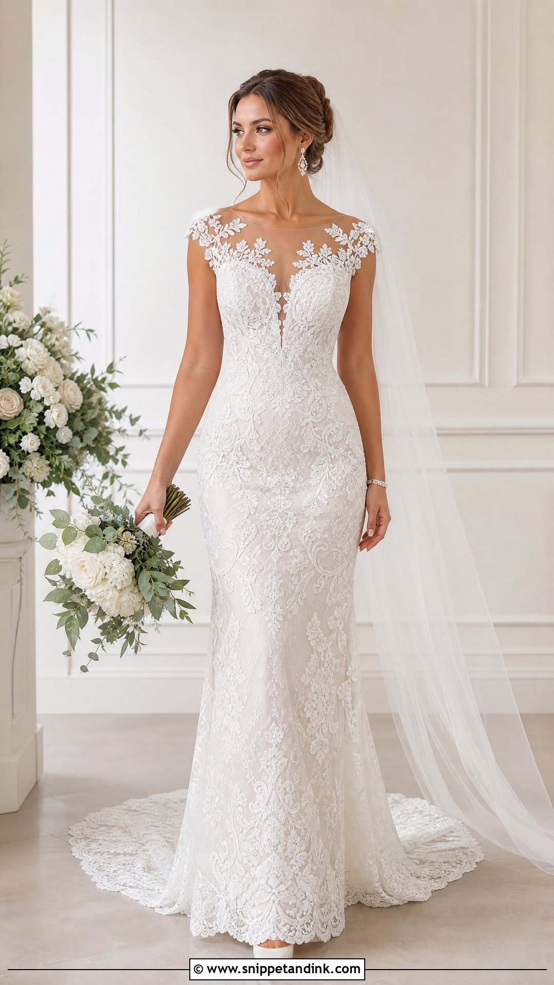 Illusion Cap Sleeve Wedding Dress - Snippet and Ink - 20 Wedding Dresses Cap Sleeves